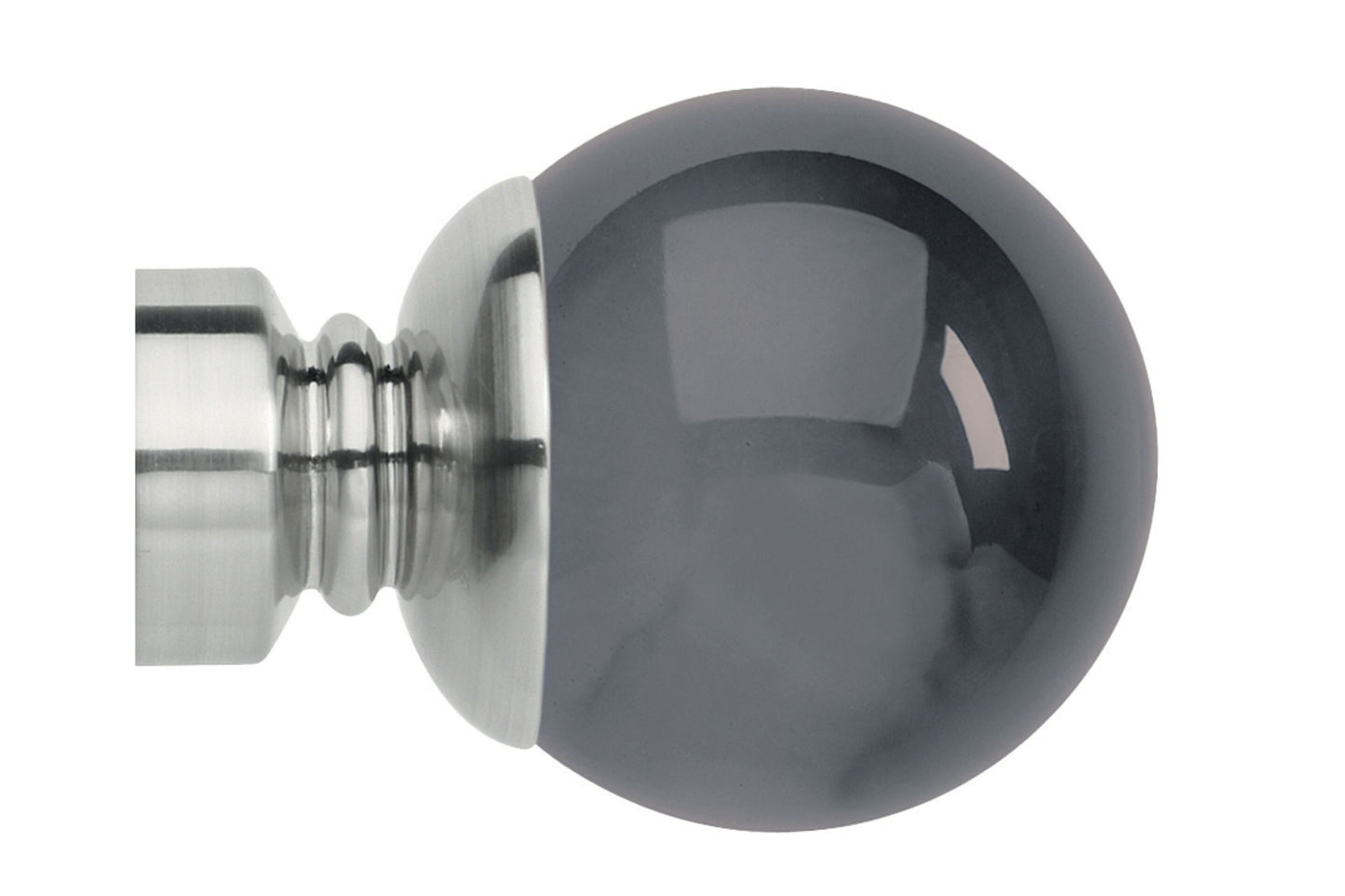 Hallis Neo Premium 35mm Smoke Ball Metal Curtain Pole Finials (Pair) - Stainless Steel