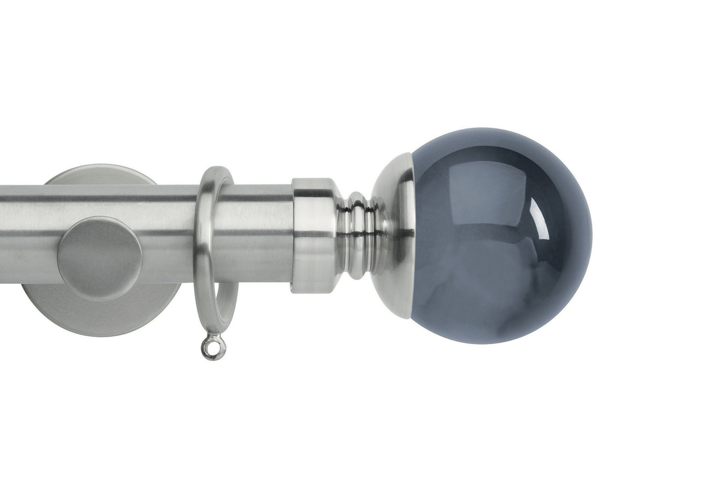 Hallis Neo Premium Smoke Plain Ball 35mm Metal Curtain Pole - Stainless Steel