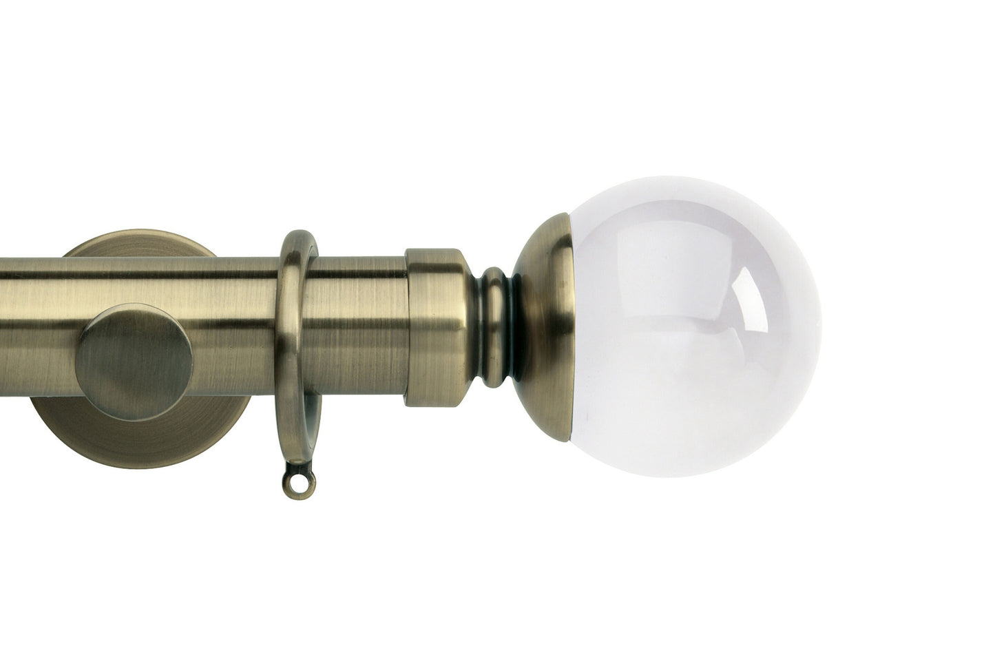 Hallis Neo Premium Clear Plain Ball 35mm Metal Curtain Pole - Spun Brass