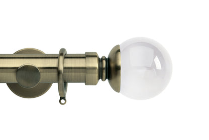 Hallis Neo Premium Clear Plain Ball 35mm Metal Curtain Pole - Spun Brass