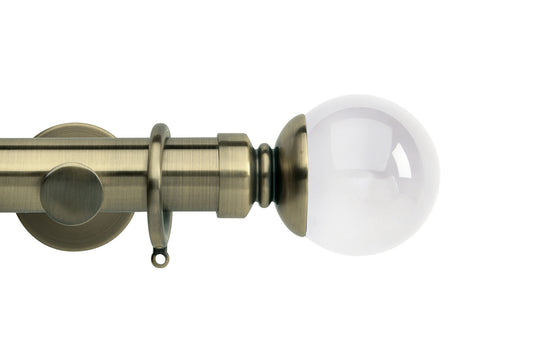 Hallis Neo Premium Clear Plain Ball 35mm Metal Curtain Pole - Spun Brass