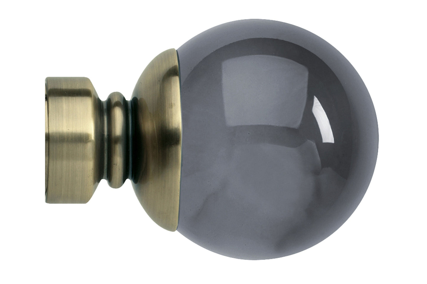 Hallis Neo Premium 35mm Smoke Ball Metal Curtain Pole Finials (Pair) - Spun Brass