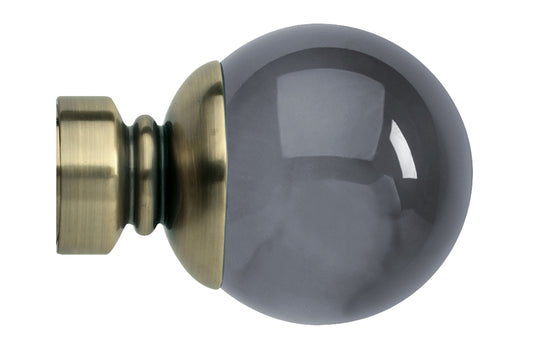 Hallis Neo Premium 35mm Smoke Ball Metal Curtain Pole Finials (Pair) - Spun Brass