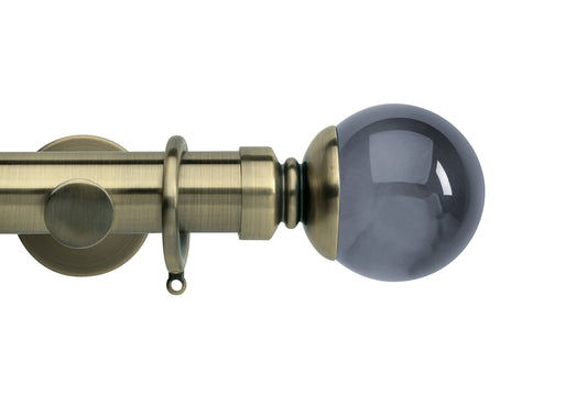 Hallis Neo Premium Smoke Plain Ball 35mm Metal Curtain Pole - Spun Brass