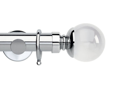 Hallis Neo Premium Clear Plain Ball 35mm Metal Curtain Pole - Chrome