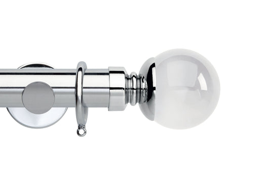 Hallis Neo Premium Clear Plain Ball 35mm Metal Curtain Pole - Chrome