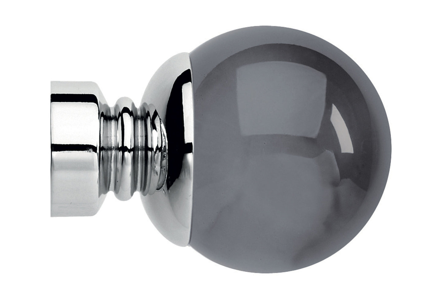 Hallis Neo Premium 35mm Smoke Ball Metal Curtain Pole Finials (Pair) - Chrome