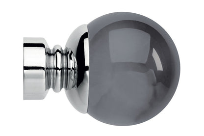 Hallis Neo Premium 35mm Smoke Ball Metal Curtain Pole Finials (Pair) - Chrome