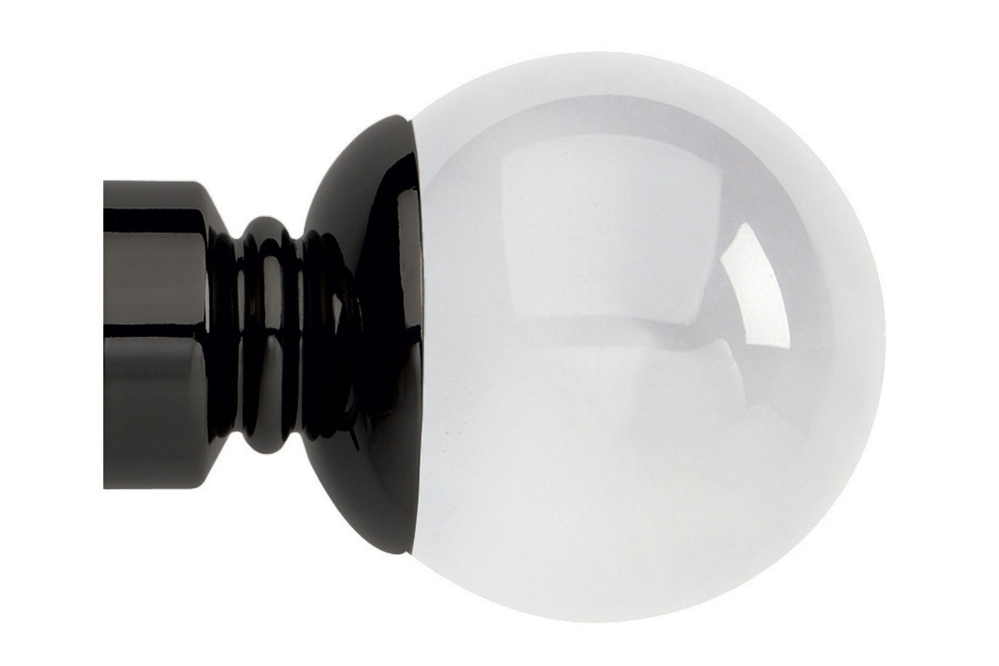 Hallis Neo Premium 35mm Clear Ball Metal Curtain Pole Finials (Pair) - Black Nickel