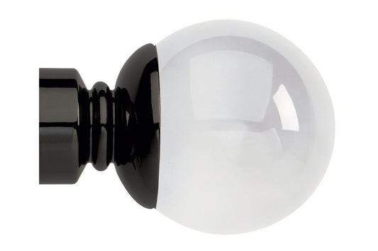 Hallis Neo Premium 35mm Clear Ball Metal Curtain Pole Finials (Pair) - Black Nickel