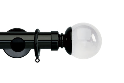 Hallis Neo Premium Clear Plain Ball 35mm Metal Curtain Pole - Black Nickel