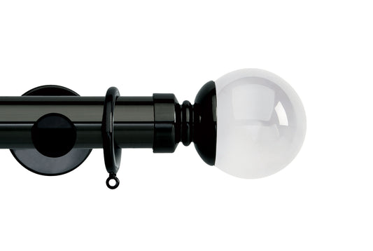 Hallis Neo Premium Clear Plain Ball 35mm Metal Curtain Pole - Black Nickel