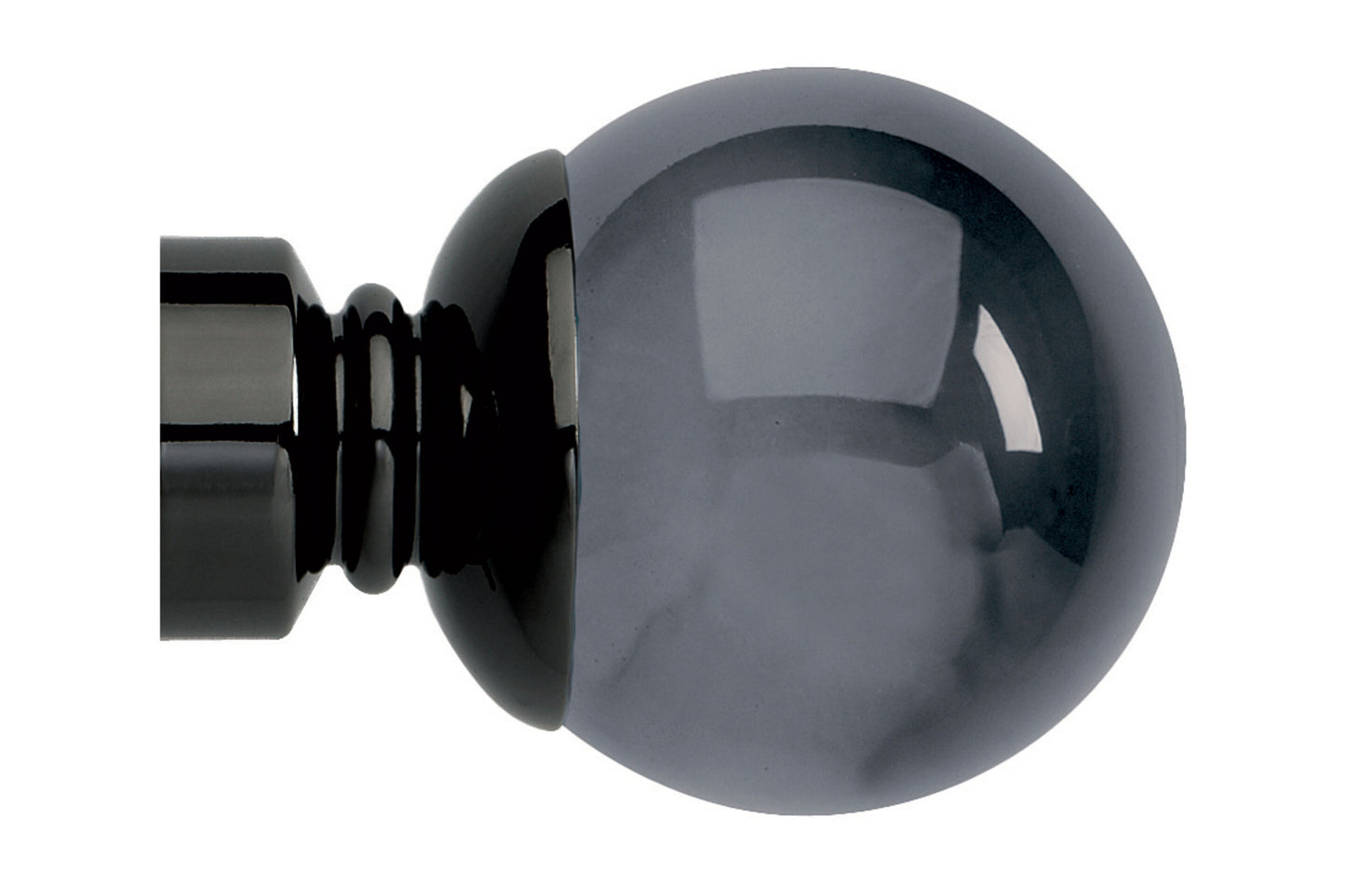 Hallis Neo Premium 35mm Smoke Ball Metal Curtain Pole Finials (Pair) - Black Nickel