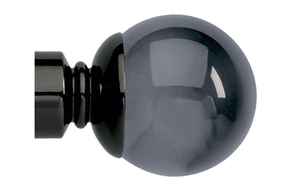 Hallis Neo Premium 35mm Smoke Ball Metal Curtain Pole Finials (Pair) - Black Nickel