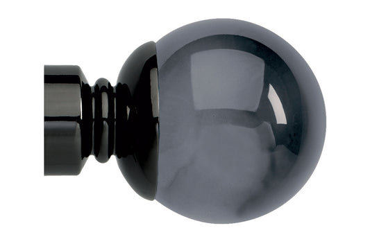 Hallis Neo Premium 35mm Smoke Ball Metal Curtain Pole Finials (Pair) - Black Nickel