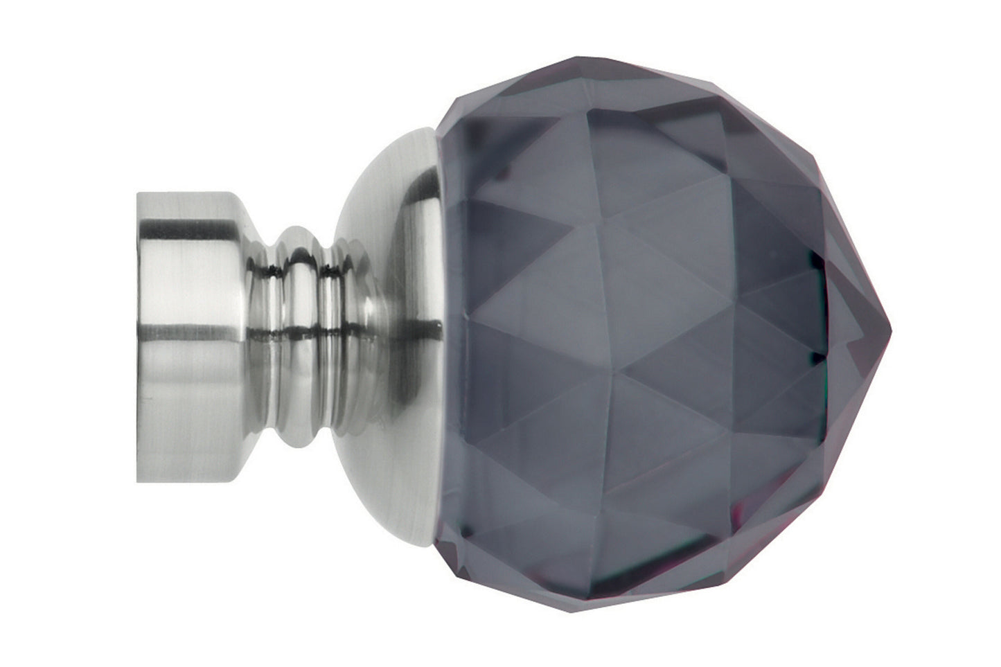 Hallis Neo Premium 35mm Smoke Faceted Ball Metal Curtain Pole Finials (Pair) - Stainless Steel