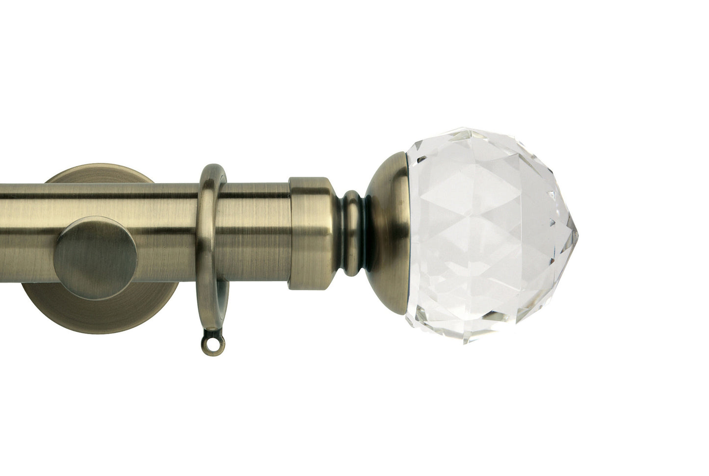 Hallis Neo Premium Clear Faceted Ball 35mm Metal Curtain Pole - Spun Brass