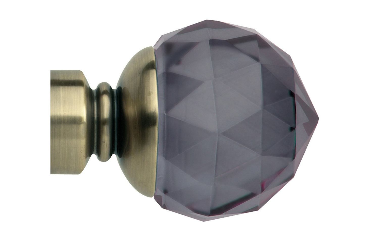 Hallis Neo Premium 35mm Smoke Faceted Ball Metal Curtain Pole Finials (Pair) - Spun Brass