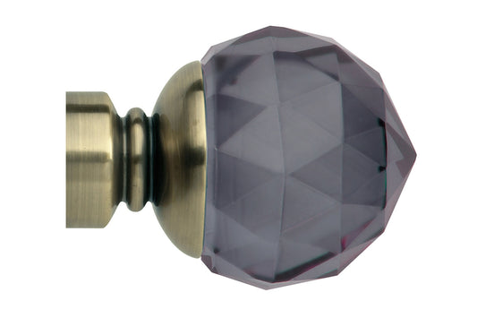 Hallis Neo Premium 35mm Smoke Faceted Ball Metal Curtain Pole Finials (Pair) - Spun Brass