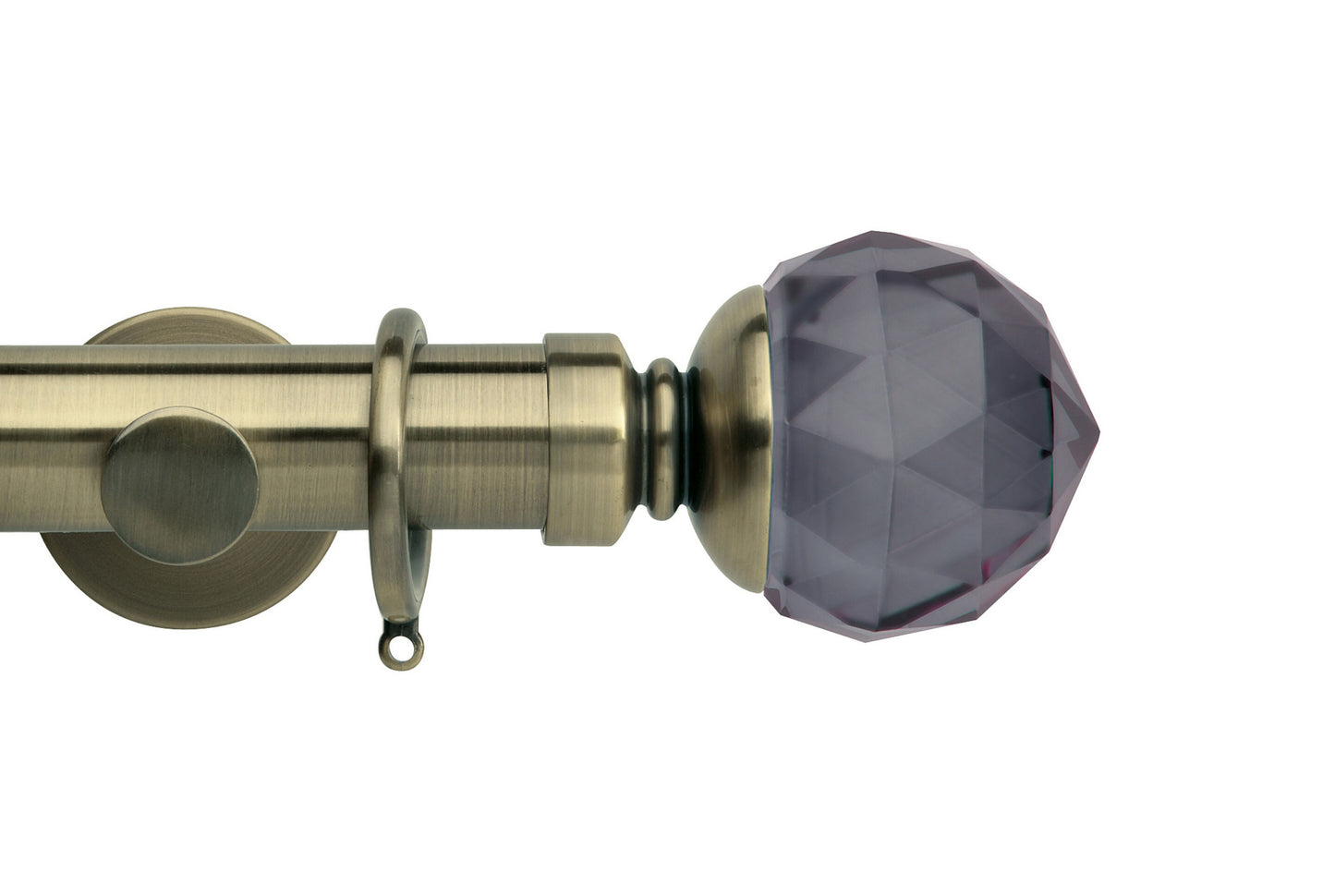 Hallis Neo Premium Smoke Faceted Ball 35mm Metal Curtain Pole - Spun Brass