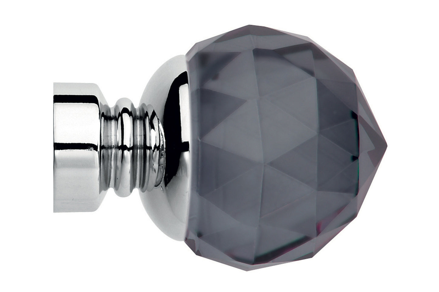 Hallis Neo Premium 35mm Smoke Faceted Ball Metal Curtain Pole Finials (Pair) - Chrome
