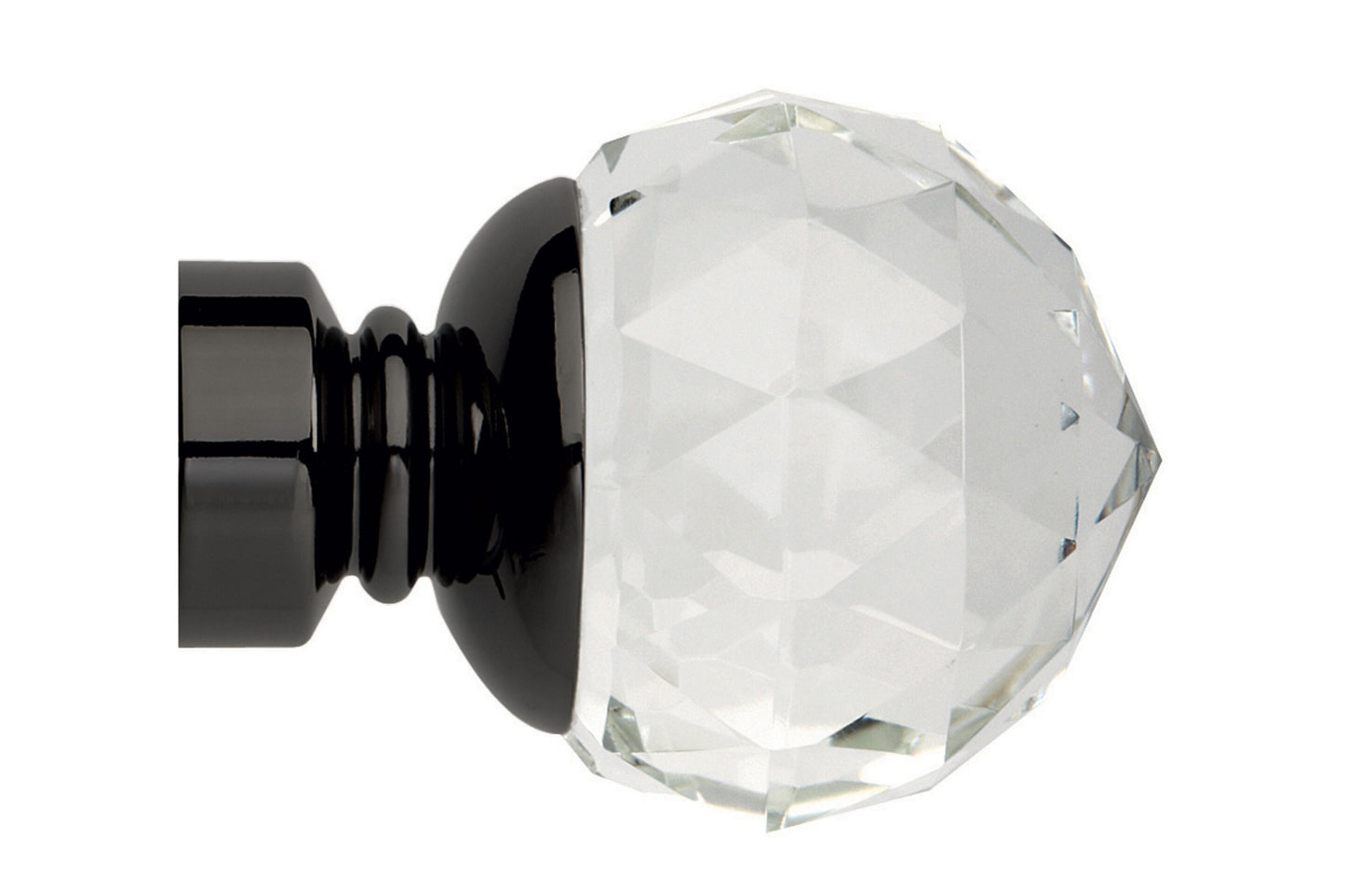 Hallis Neo Premium 35mm Clear Faceted Ball Metal Curtain Pole Finials (Pair) - Black Nickel