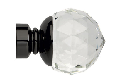 Hallis Neo Premium 35mm Clear Faceted Ball Metal Curtain Pole Finials (Pair) - Black Nickel