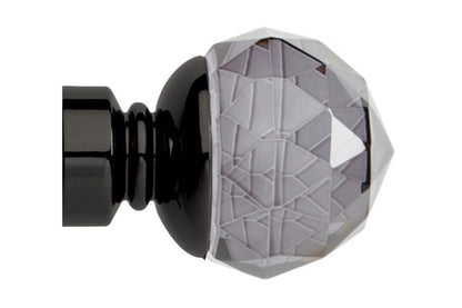 Hallis Neo Premium 35mm Smoke Faceted Ball Metal Curtain Pole Finials (Pair) - Black Nickel