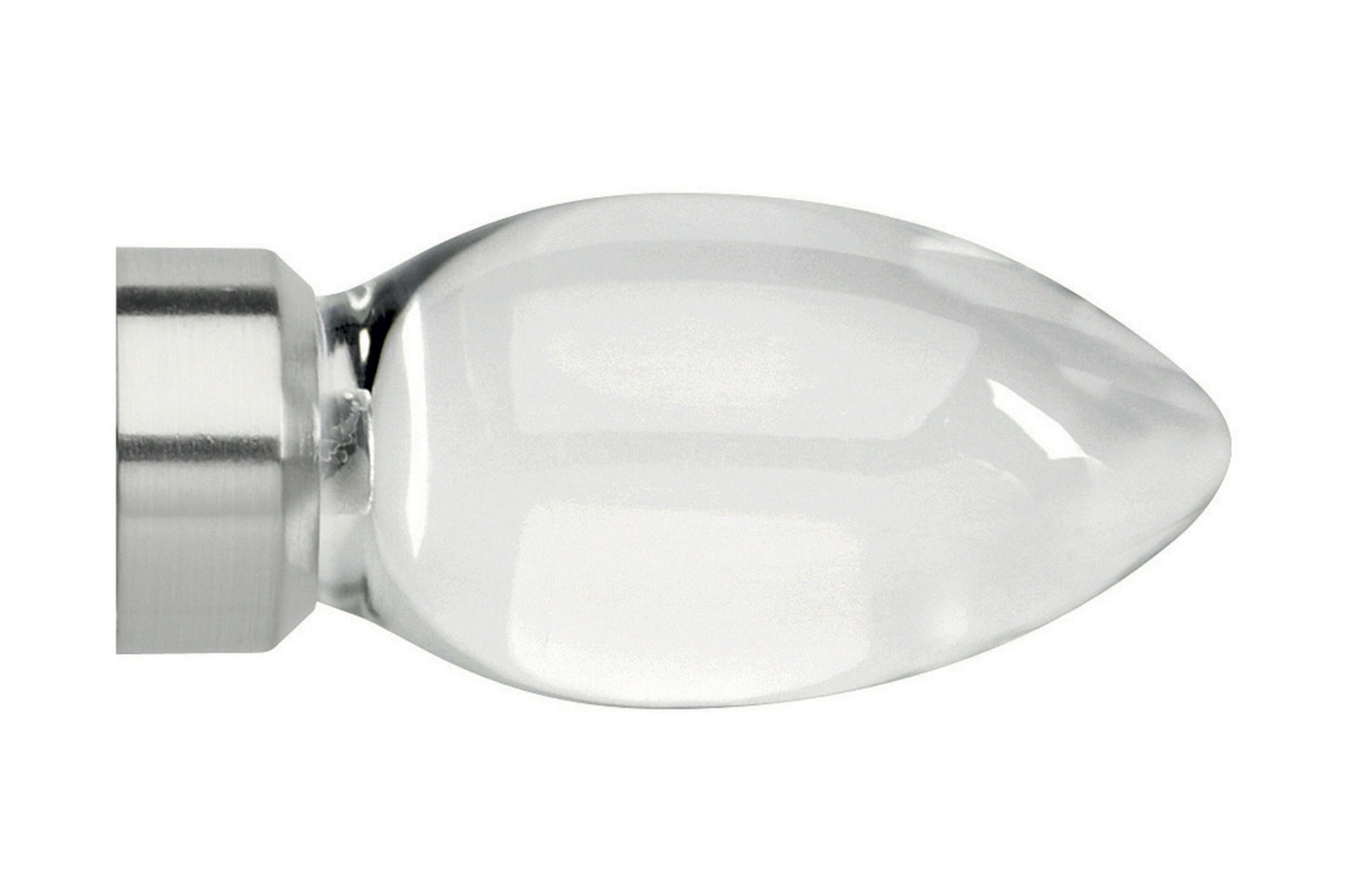 Hallis Neo Premium 35mm Clear Teardrop Metal Curtain Pole Finials (Pair) - Stainless Steel