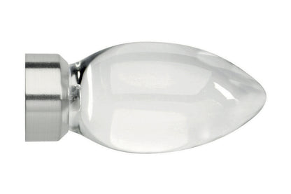 Hallis Neo Premium 35mm Clear Teardrop Metal Curtain Pole Finials (Pair) - Stainless Steel