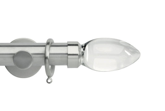 Hallis Neo Premium Clear Teardrop 35mm Metal Curtain Pole - Stainless Steel