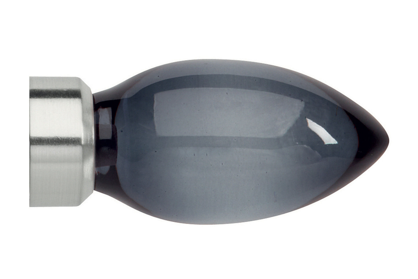 Hallis Neo Premium 35mm Smoke Teardrop Metal Curtain Pole Finials (Pair) - Stainless Steel