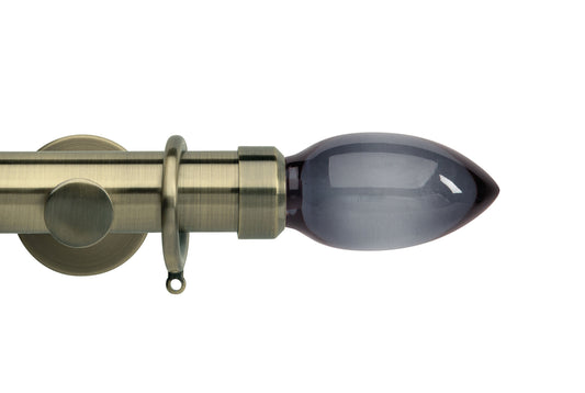 Hallis Neo Premium Smoke Teardrop 35mm Metal Curtain Pole - Spun Brass