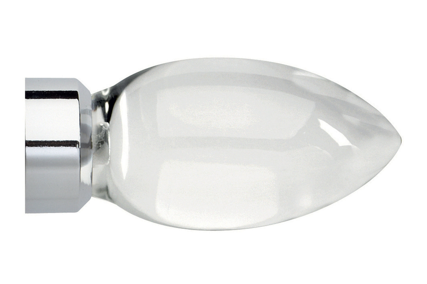 Hallis Neo Premium 35mm Clear Teardrop Metal Curtain Pole Finials (Pair) - Chrome