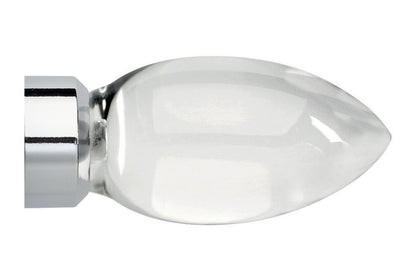 Hallis Neo Premium 35mm Clear Teardrop Metal Curtain Pole Finials (Pair) - Chrome