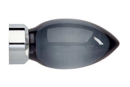 Hallis Neo Premium 35mm Smoke Teardrop Metal Curtain Pole Finials (Pair) - Chrome