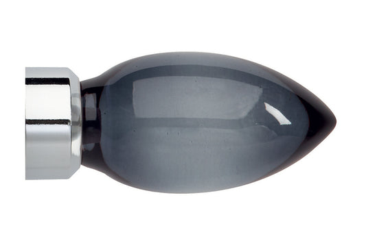 Hallis Neo Premium 35mm Smoke Teardrop Metal Curtain Pole Finials (Pair) - Chrome