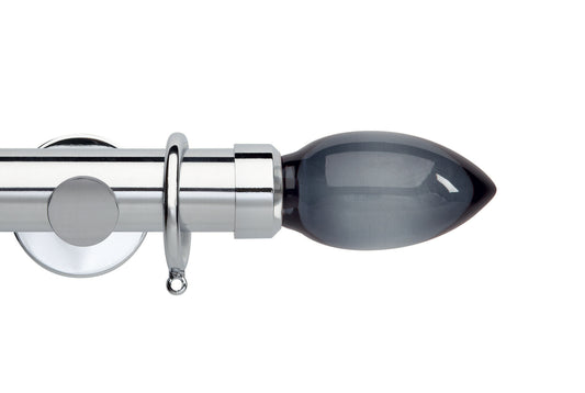 Hallis Neo Premium Smoke Teardrop 35mm Metal Curtain Pole - Chrome