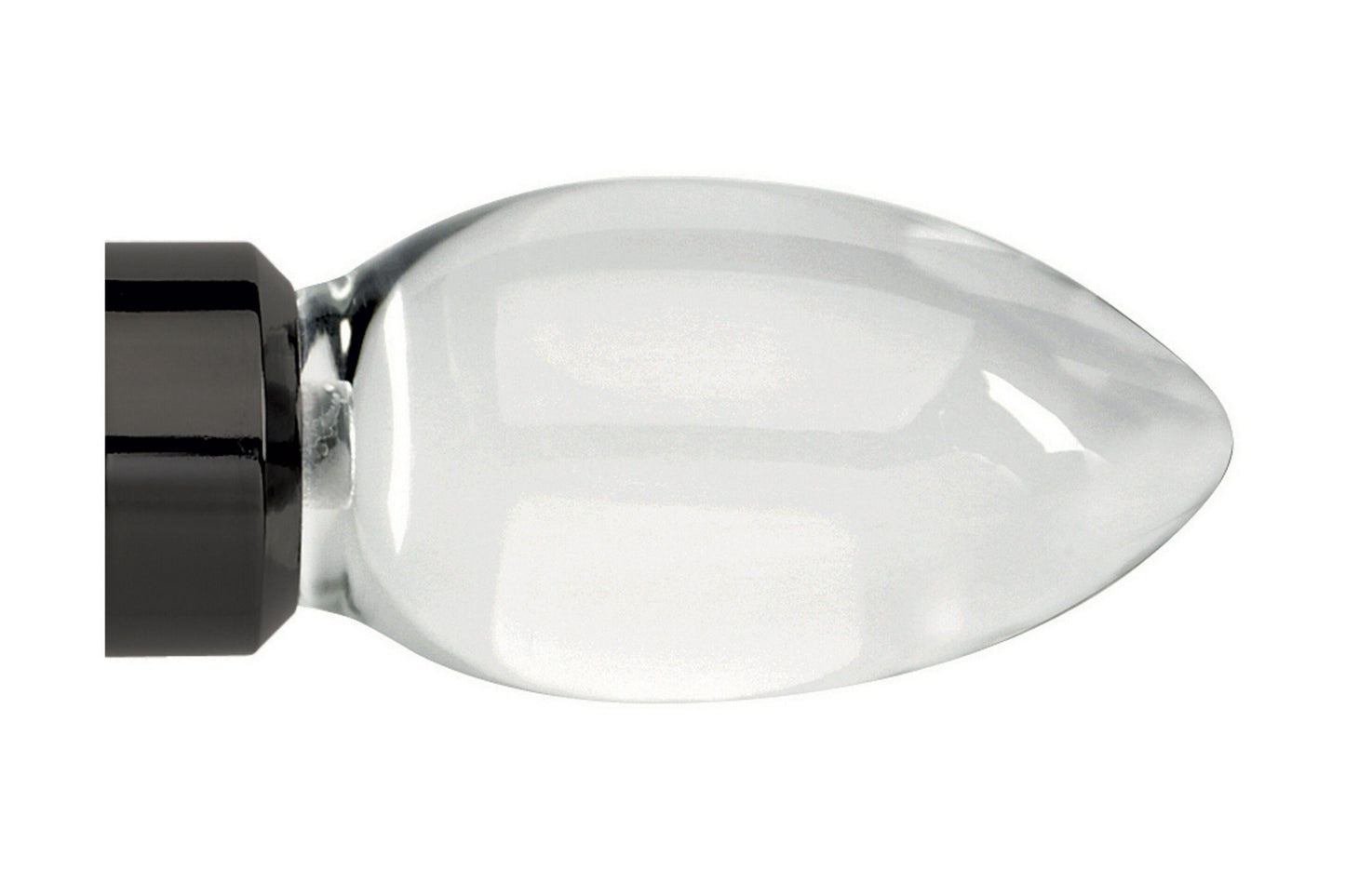Hallis Neo Premium 35mm Clear Teardrop Metal Curtain Pole Finials (Pair) - Black Nickel