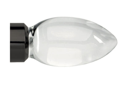 Hallis Neo Premium 35mm Clear Teardrop Metal Curtain Pole Finials (Pair) - Black Nickel