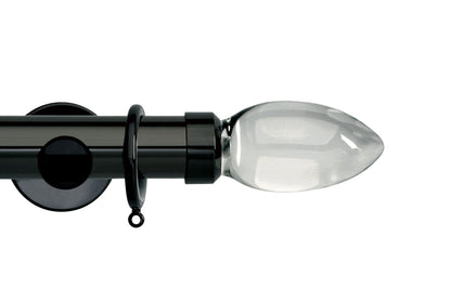 Hallis Neo Premium Clear Teardrop 35mm Metal Curtain Pole - Black Nickel
