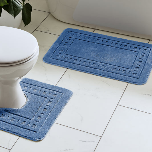 Catherine Lansfield Armoni Bath Mat and Pedestal Set - Blue