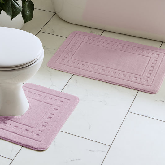 Catherine Lansfield Armoni Bath Mat and Pedestal Set - Pink
