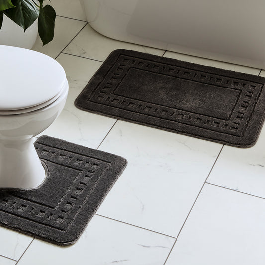 Catherine Lansfield Armoni Bath Mat and Pedestal Set - Grey