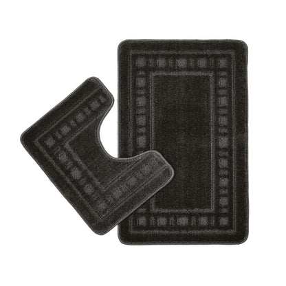 Catherine Lansfield Armoni Bath Mat and Pedestal Set - Grey