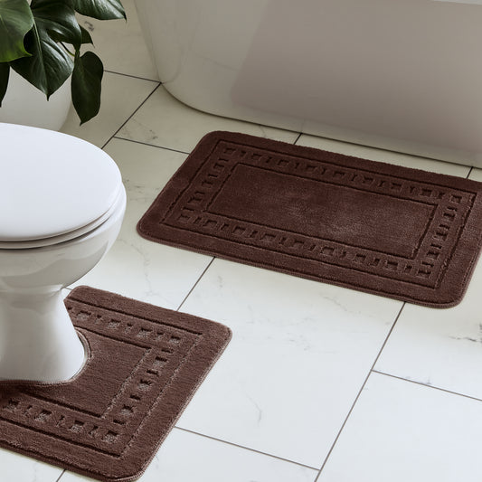 Catherine Lansfield Armoni Bath Mat and Pedestal Set - Chocolate
