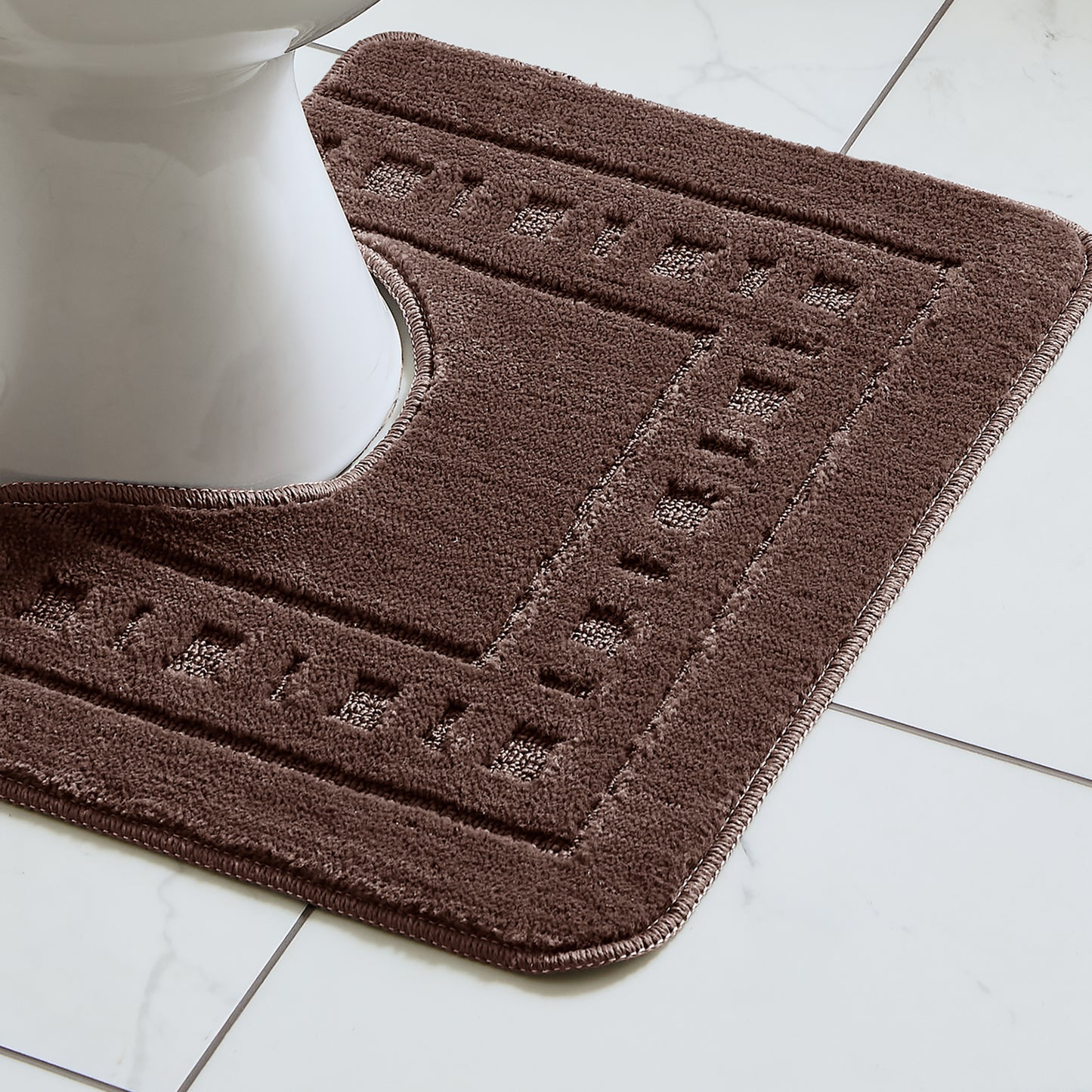 Catherine Lansfield Armoni Bath Mat and Pedestal Set - Chocolate