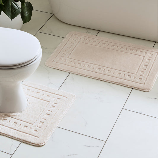 Catherine Lansfield Armoni Bath Mat and Pedestal Set - Cream