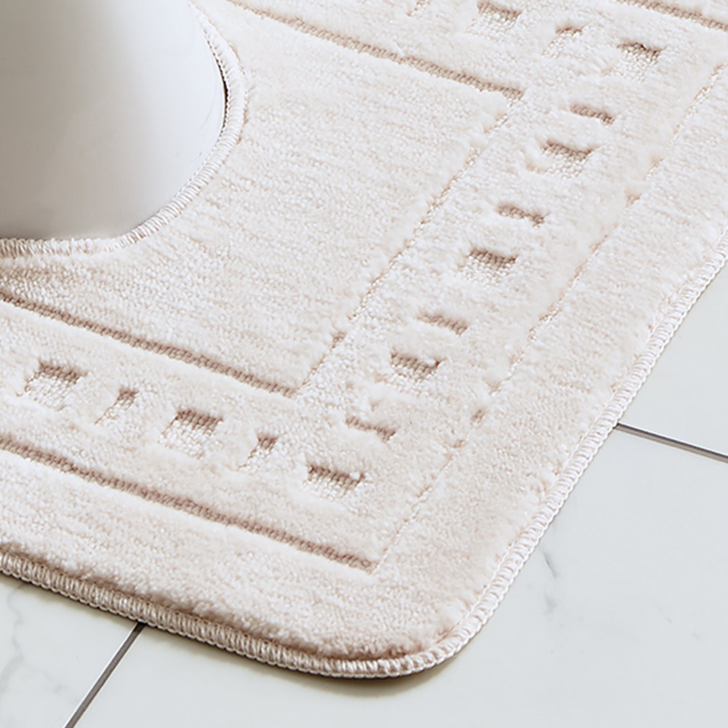 Catherine Lansfield Armoni Bath Mat and Pedestal Set - Cream