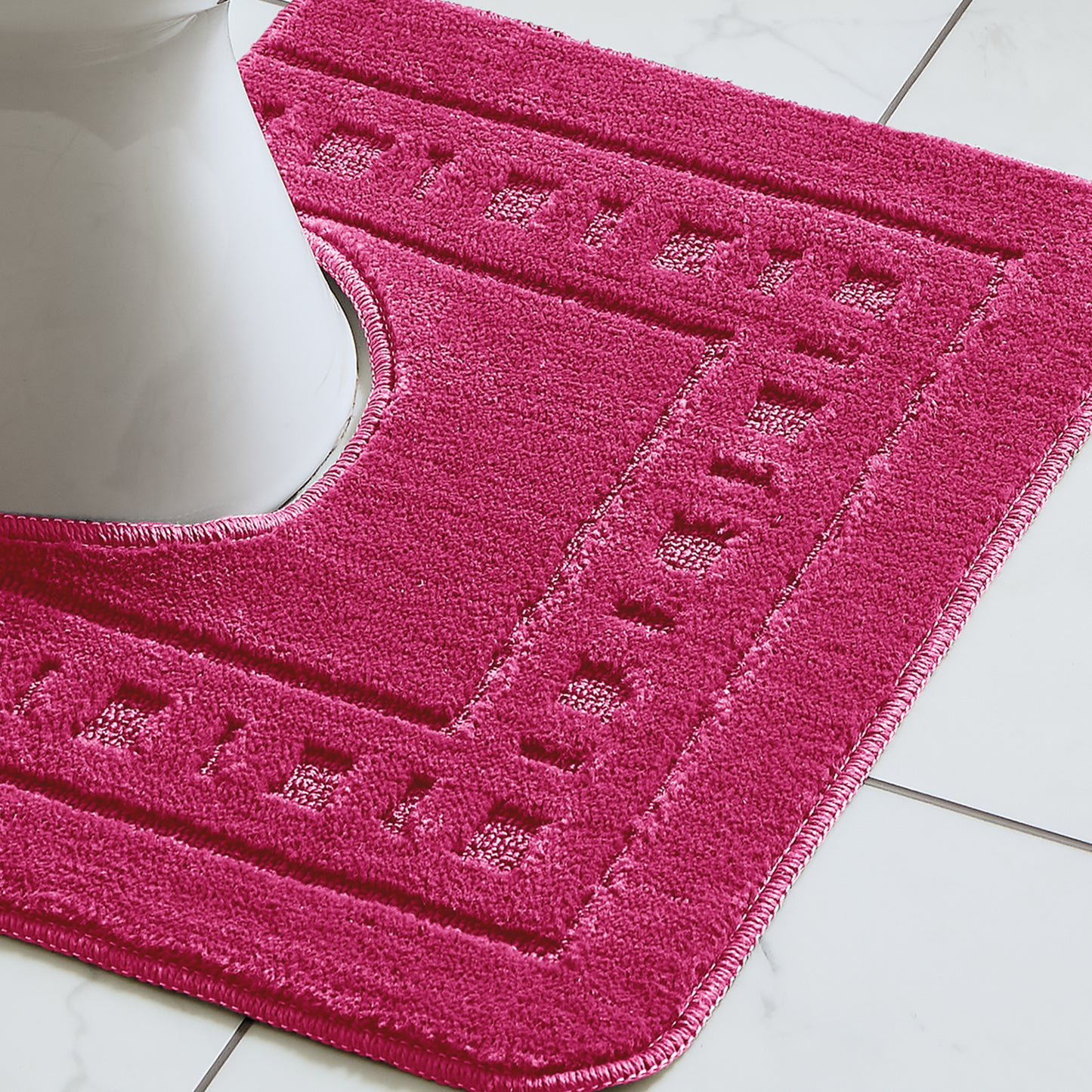Catherine Lansfield Armoni Bath Mat and Pedestal Set - Hot Pink